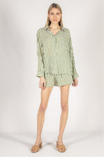 Striped Button Up Shirt and Shorts Set