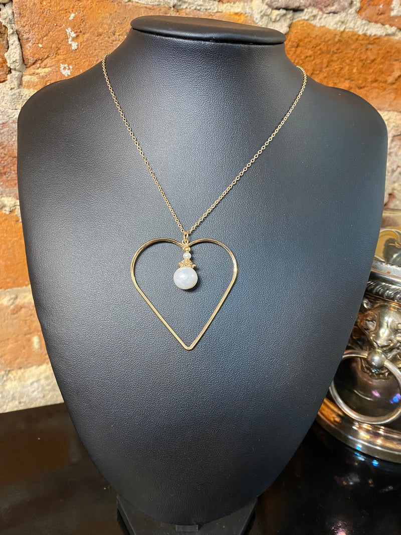 Open Heart Pearl Necklace