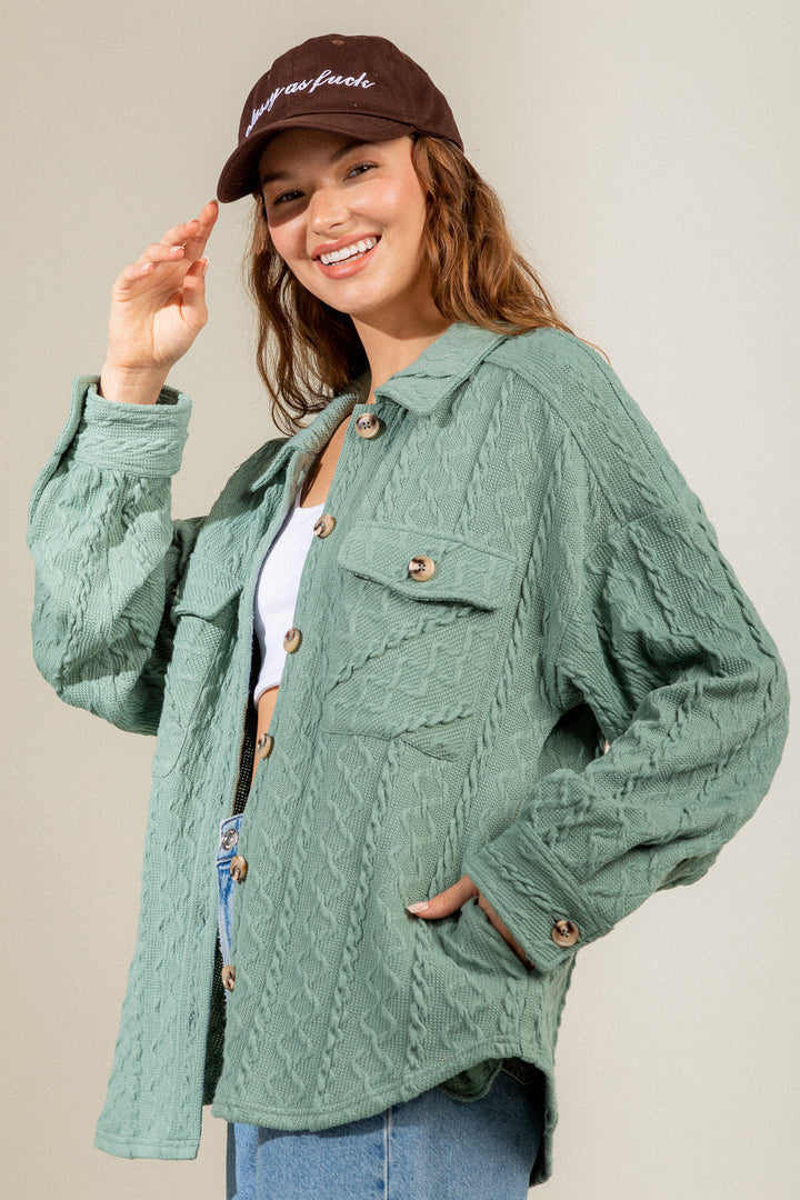 Sage Cable Knit Jacket